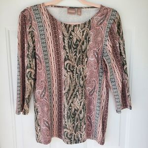 Chico's Woman's 3/4 Length Sleeve Blouse Size 0 (Small)